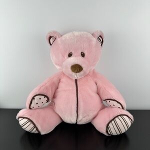 Baby Ganz Rare Pink Chocolate Chip Teddy Bear 13” Brown Polka Dots Plush Rattle